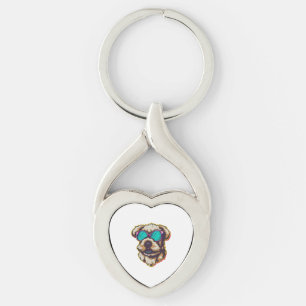 EEN DORABLE HOND MET ZONNEBRIL SLEUTELHANGER