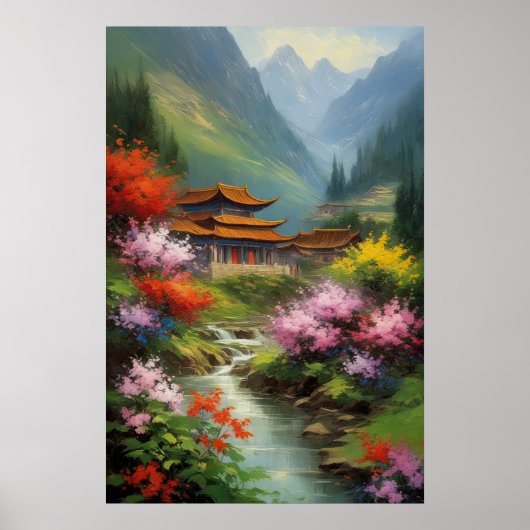 Een dorp bloeit in de omhelzing van Natuur Poster (Voorkant)