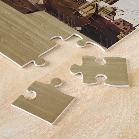 Een dorp in de middeleeuwen legpuzzel (Zijkant)