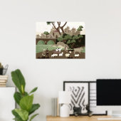 Een dorp in de middeleeuwen poster (Thuiskantoor)