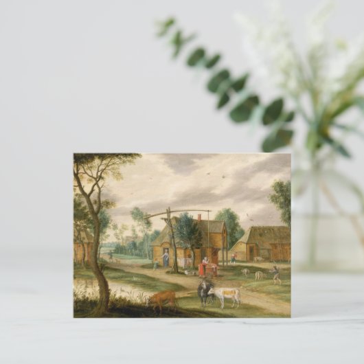 Een dorpslandschap briefkaart (Staand voorkant)