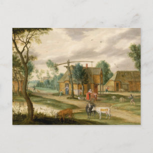 Een dorpslandschap briefkaart