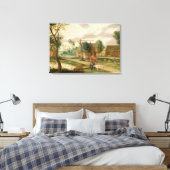 Een dorpslandschap canvas afdruk (Insitu (Slaapkamer))