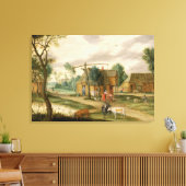 Een dorpslandschap canvas afdruk (Insitu (Woonkamer))