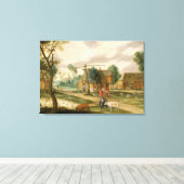 Een dorpslandschap canvas afdruk (Insitu (Houten vloer))