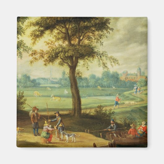 Een dorpslandschap door een rivier magneet (Voorkant)