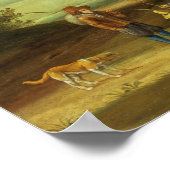 Een dorpslandschap door een rivier poster (Hoek)