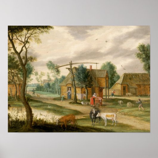 Een dorpslandschap poster (Voorkant)
