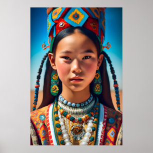 Een dorpsmeisje uit Noord-China, ingericht Poster