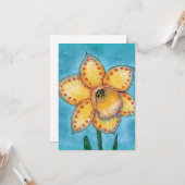 Een Dotty Daffodil Wenskaart Kaart (Voorkant / Achterkant in situ)