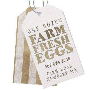 Eén dozen Boerderij, verse eieren, goudstreep Cadeaulabel