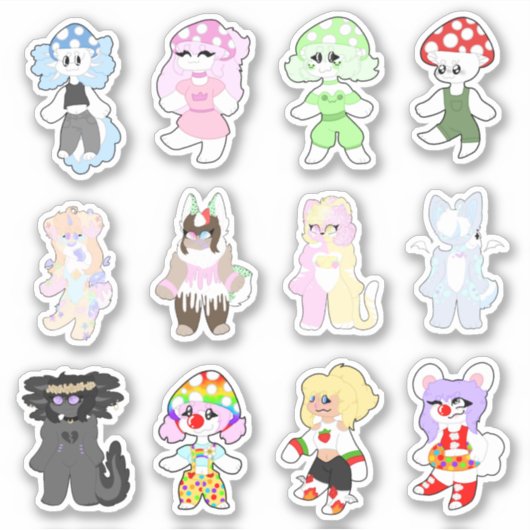 Een dozen Schattige Sticker (Voorkant)