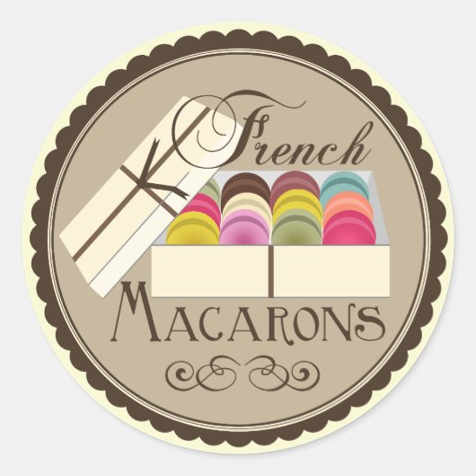 Een dozijn Franse macro's in een cadeaudoos Ronde Sticker (Voorkant)