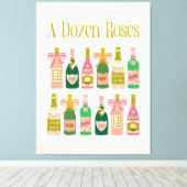 Een dozijn rosés roze champagne flessen wijn bar canvas afdruk (Insitu (Houten vloer))
