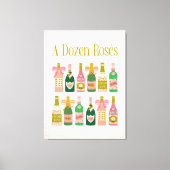 Een dozijn rosés roze champagne flessen wijn bar canvas afdruk (Voorkant)
