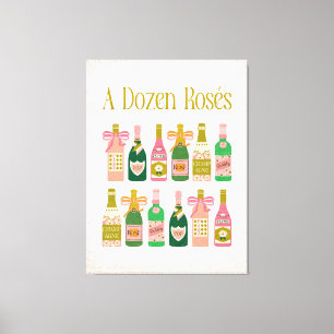 Een dozijn rosés roze champagne flessen wijn bar canvas afdruk