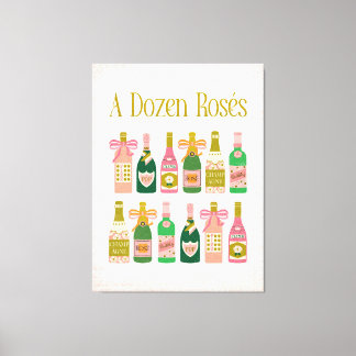 Een dozijn rosés roze champagne flessen wijn bar canvas afdruk