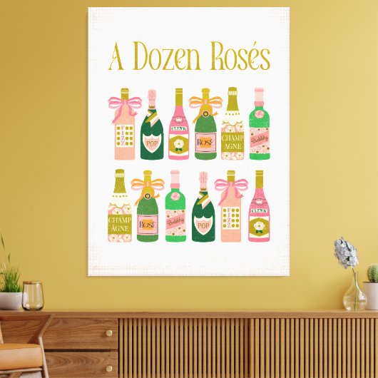 Een dozijn rosés roze champagne flessen wijn bar canvas afdruk (Insitu (Woonkamer))