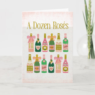 Een dozijn rosés roze champagne flessen wijn bar notitiekaartje