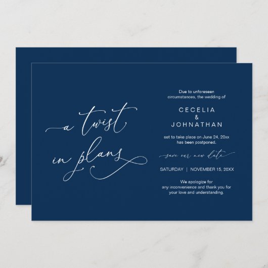 Een draai in de plannen, uitstel van het huwelijk  kaart (Voorkant / Achterkant)