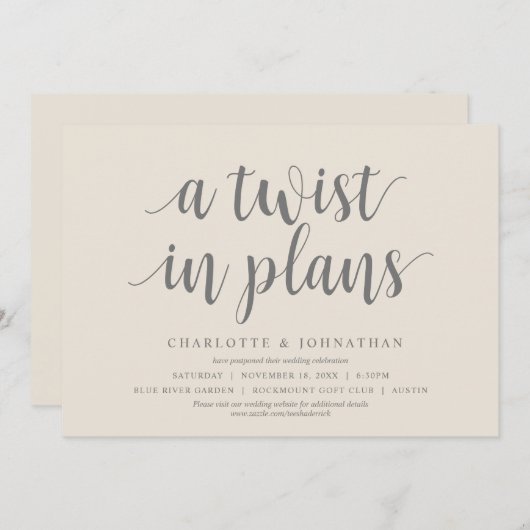 Een draai in plannen, Bruiloft Verander de datum Kaart (Voorkant / Achterkant)