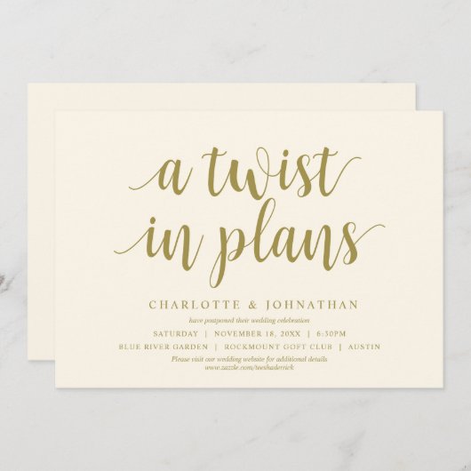 Een draai in plannen, Bruiloft Verander de datum Kaart (Voorkant / Achterkant)