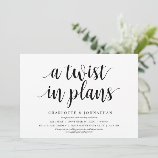 Een draai in plannen, Wedding Verander de datum Kaart (Staand voorkant)