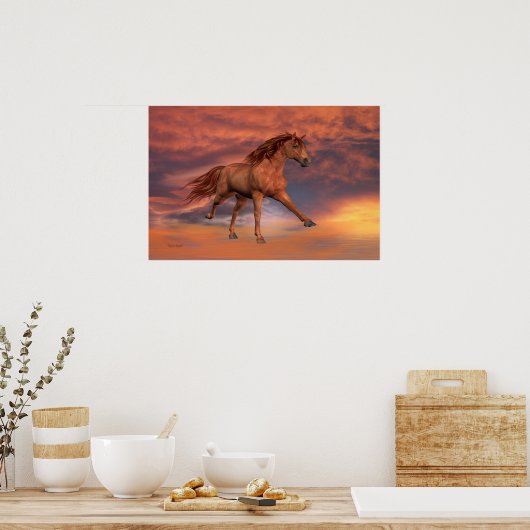 Een draaiend kastanjepaard ... poster (Keuken)