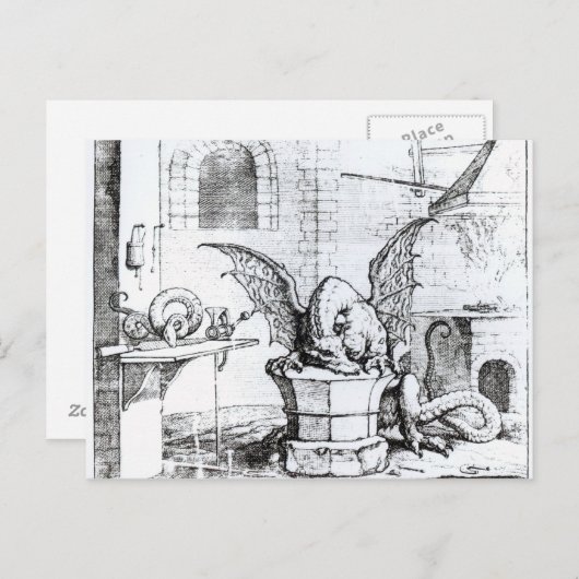 Een draak in een workshop briefkaart (Voorkant / Achterkant)