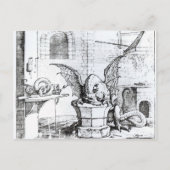 Een draak in een workshop briefkaart (Voorkant)