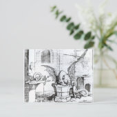 Een draak in een workshop briefkaart (Staand voorkant)