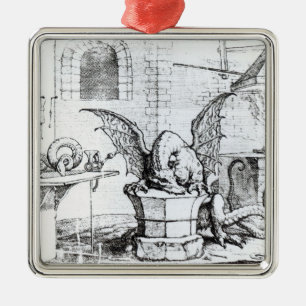 Een draak in een workshop metalen ornament