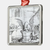 Een draak in een workshop metalen ornament (Links)