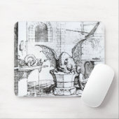 Een draak in een workshop muismat (Met muis)