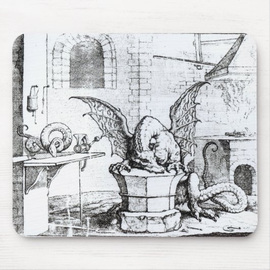 Een draak in een workshop muismat (Voorkant)