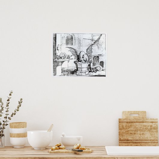 Een draak in een workshop poster (Keuken)