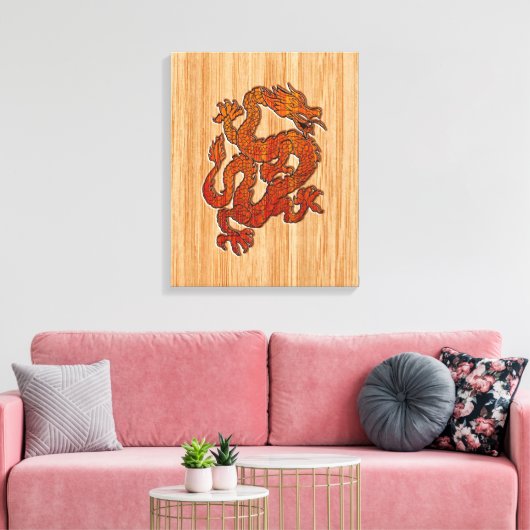Een draak in het oosten van Bamboo Canvas Afdruk (Insitu (Woonkamer))