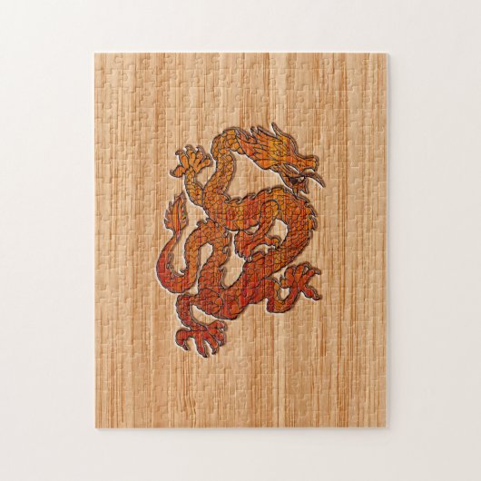 Een draak in het oosten van Bamboo Legpuzzel (Verticaal)