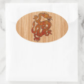 Een draak in het oosten van Bamboo Ovale Sticker (Tas)