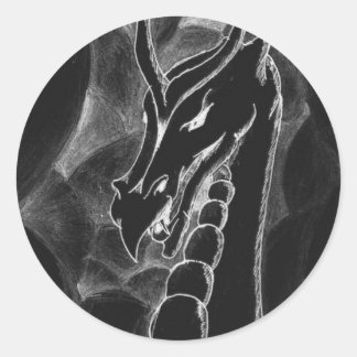 Een draak in rook (zwart) ronde sticker
