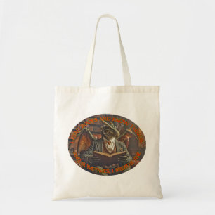 Een draak leest voor leren en plezier. tote bag