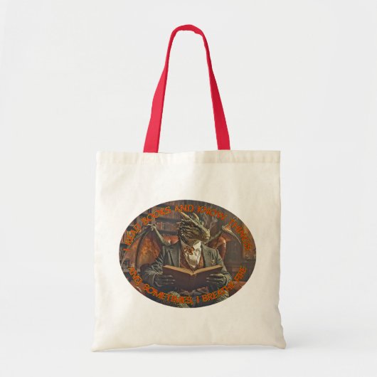 Een draak leest voor leren en plezier. tote bag (Voorkant)