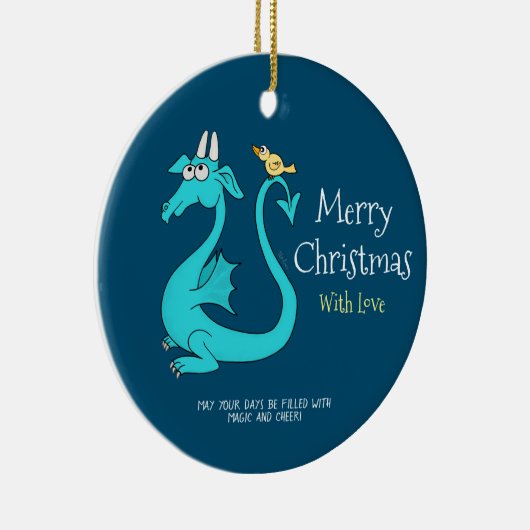 Een draak met de vogel op het staart keramisch ornament (Rechts)