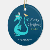 Een draak met de vogel op het staart keramisch ornament (Links)