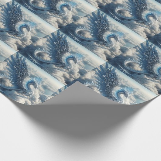 Een draak omringd door wolken cadeaupapier (Hoek)