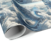 Een draak omringd door wolken cadeaupapier (Rol Hoek)