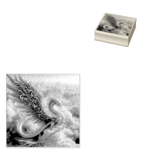 Een draak omringd door wolken  rubberstempel