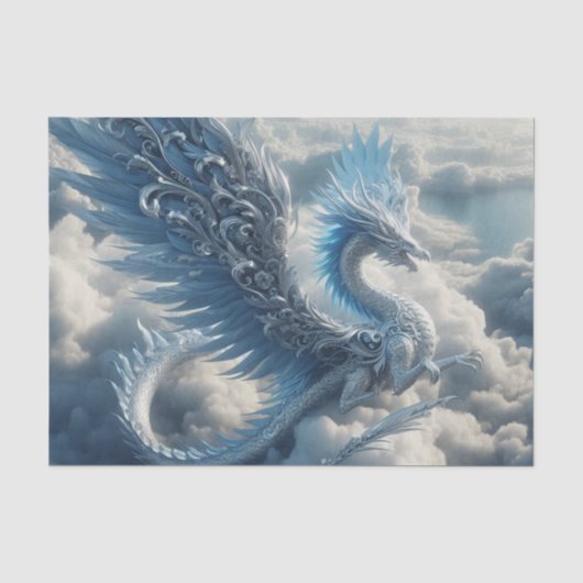 Een draak omringd door wolken tissuepapier (Voorkant)