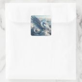Een draak omringd door wolken vierkante sticker (Tas)