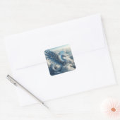 Een draak omringd door wolken vierkante sticker (Envelop)
